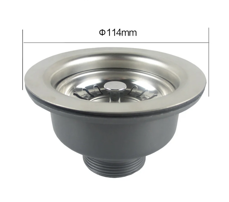 Talea Edelstahl Spülbeckenablauf mit Sieb – 114mm/110mm Pop-up Abfluss Komplettset für Küche und Waschbecken