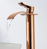 RoseAura Wasserfall Waschtischarmatur – Roségold Einhebelmischer aus Messing