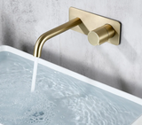 RoséLinea Wand-Waschtischarmatur – Messing-Wandarmatur für Waschbecken | Warm- und Kaltwassermischer | Elegante Badarmatur in Roségold