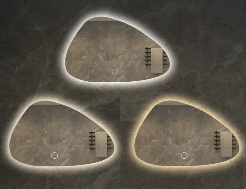 NordiLux Design Badezimmerspiegel – Smarter LED-Wandspiegel mit unregelmäßiger Form und Aluminiumrahmen