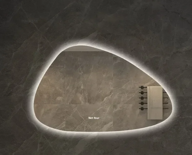 NordiLux Design Badezimmerspiegel – Smarter LED-Wandspiegel mit unregelmäßiger Form und Aluminiumrahmen