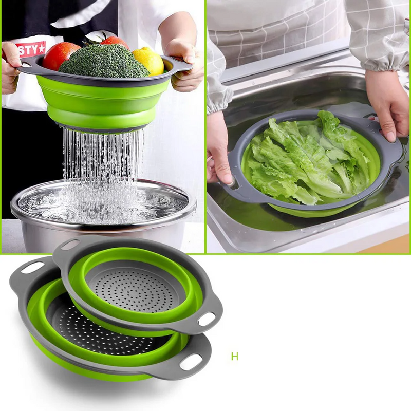 FlexiDrain – Faltbarer Silikon-Korb zum Waschen & Abtropfen