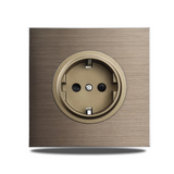 PowerLux Wandsteckdose Braun – Schuko Steckdose Aluminium | USB & Netzwerkanschluss | Moderne Unterputz Lösung