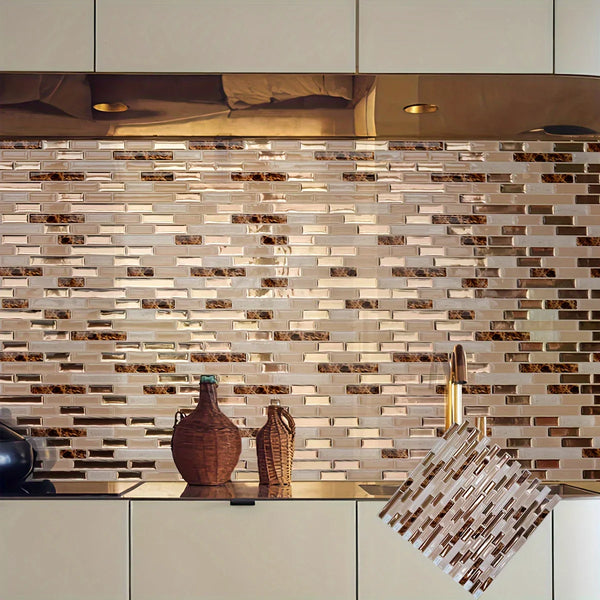 Golden Mosaic Luxe – Selbstklebende Wandfliesen