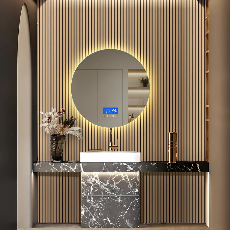 ANAJQAQIA Runder LED-Badezimmerspiegel