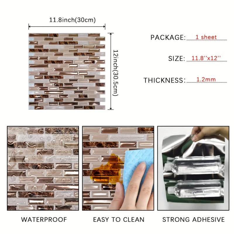 Golden Mosaic Luxe – Selbstklebende Wandfliesen