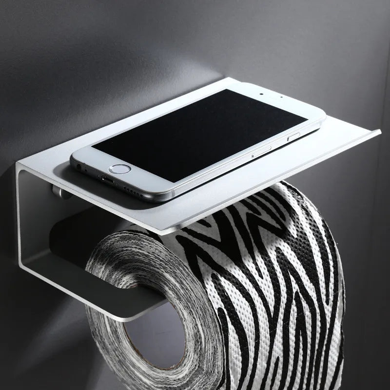 LuxuRoll Aluminium WC-Rollenhalter mit Ablage