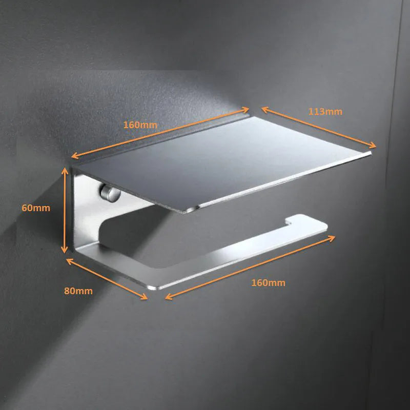 LuxuRoll Aluminium WC-Rollenhalter mit Ablage