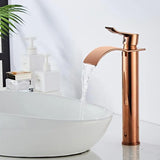 RoseAura Wasserfall Waschtischarmatur – Roségold Einhebelmischer aus Messing