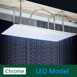 LED-Regenduschkopf mit temperaturempfindlichen Farben – Deckenmontage | 4 Montagearme | Quadratisch | Chrom / Schwarz / Gebürstetes Nickel