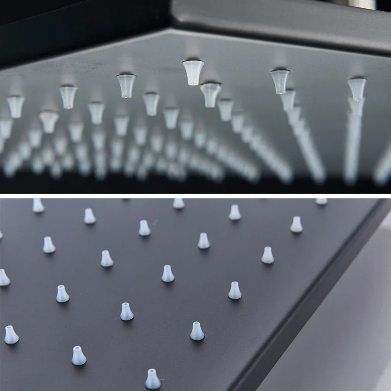 LED-Regenduschkopf mit temperaturempfindlichen Farben – Deckenmontage | 4 Montagearme | Quadratisch | Chrom / Schwarz / Gebürstetes Nickel