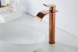 RoseAura Wasserfall Waschtischarmatur – Roségold Einhebelmischer aus Messing