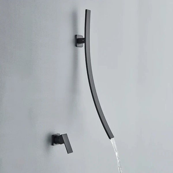 Wandgemonteerde Wastafelkraan – Donkere Afwerking | 2-Gats | Warm & Koud Water | Metaal