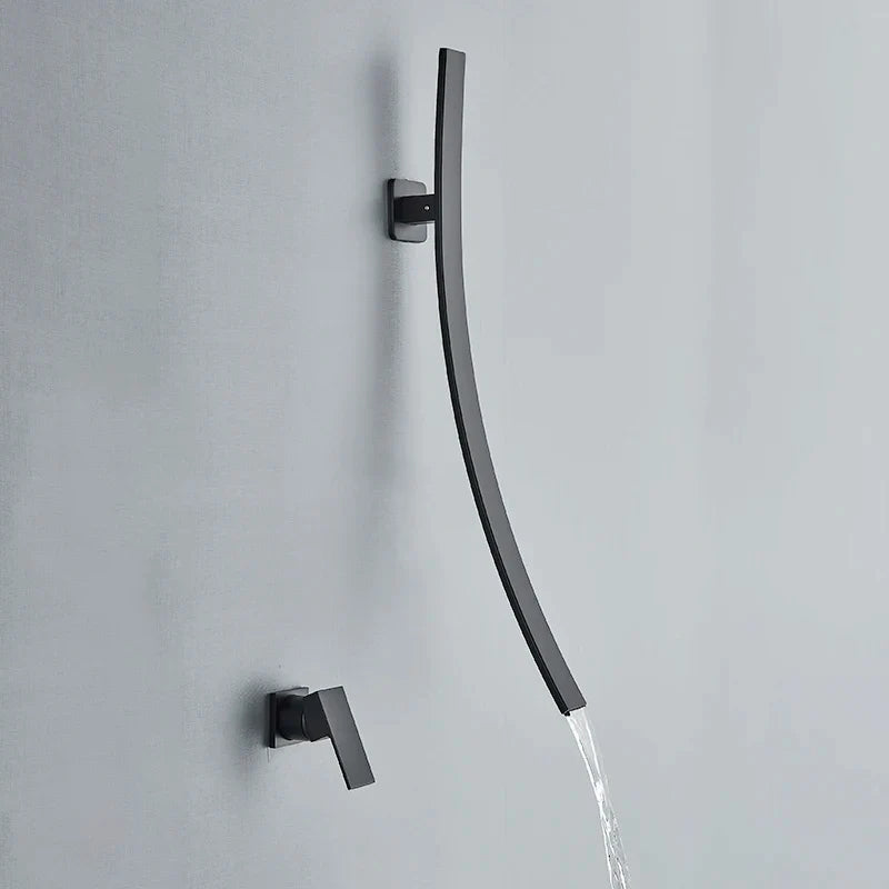 Wandgemonteerde Wastafelkraan – Donkere Afwerking | 2-Gats | Warm & Koud Water | Metaal