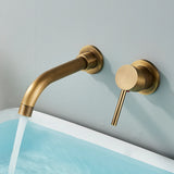 AurumWall Dreharmatur Waschbecken – Gebürstetes Gold Wandarmatur | 360° Schwenkbarer Auslauf | Warm & Kalt Mischbatterie