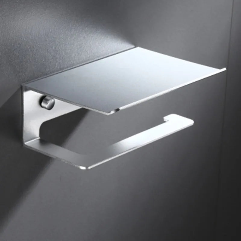 LuxuRoll Aluminium WC-Rollenhalter mit Ablage