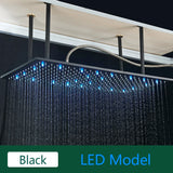 LED-Regenduschkopf mit temperaturempfindlichen Farben – Deckenmontage | 4 Montagearme | Quadratisch | Chrom / Schwarz / Gebürstetes Nickel