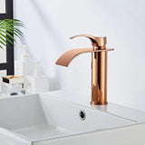 RoseAura Wasserfall Waschtischarmatur – Roségold Einhebelmischer aus Messing