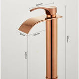 RoseAura Wasserfall Waschtischarmatur – Roségold Einhebelmischer aus Messing