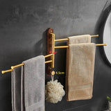 Handtuchhalter | Holz & gebürstetes Gold | <50 cm | Faltbar & Tragbar
