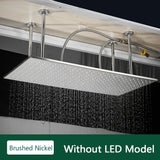 LED-Regenduschkopf mit temperaturempfindlichen Farben – Deckenmontage | 4 Montagearme | Quadratisch | Chrom / Schwarz / Gebürstetes Nickel