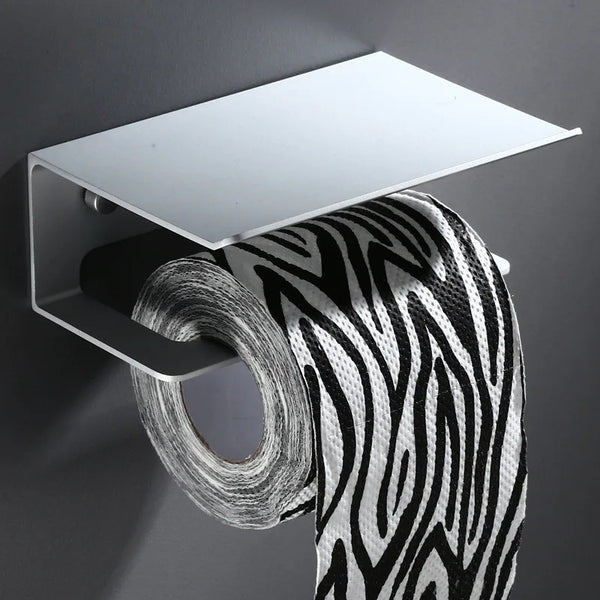 LuxuRoll Aluminium WC-Rollenhalter mit Ablage