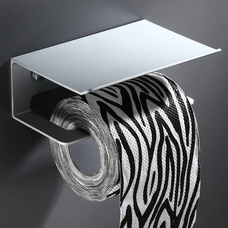 LuxuRoll Aluminium WC-Rollenhalter mit Ablage