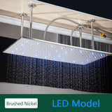 LED-Regenduschkopf mit temperaturempfindlichen Farben – Deckenmontage | 4 Montagearme | Quadratisch | Chrom / Schwarz / Gebürstetes Nickel