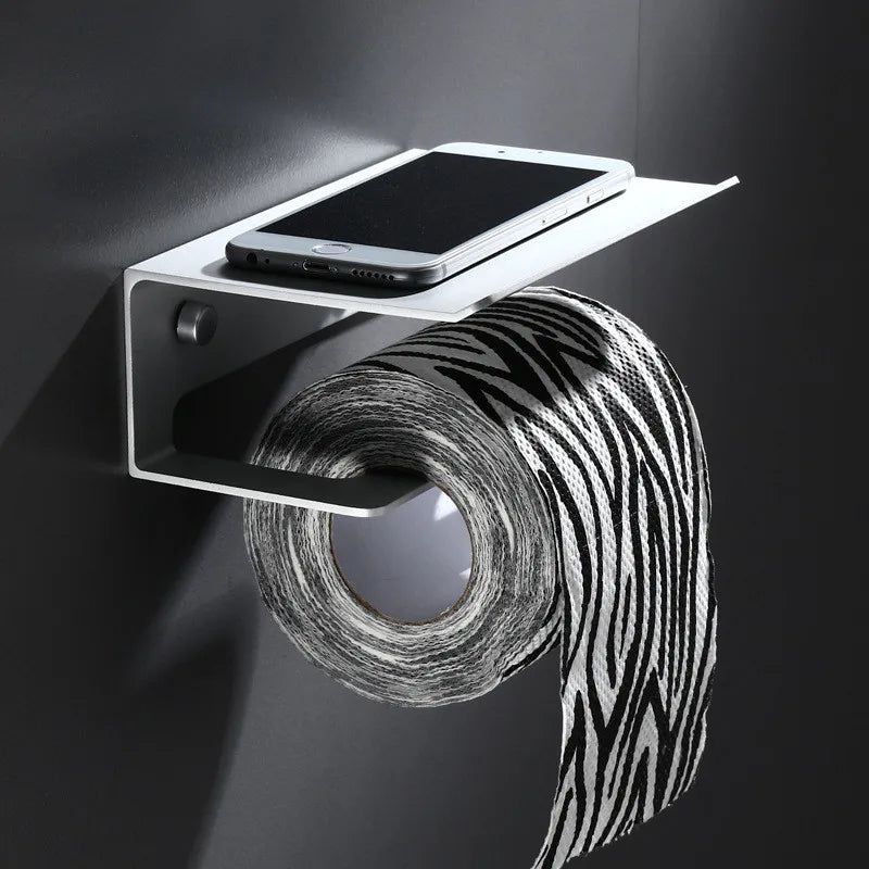 LuxuRoll Aluminium WC-Rollenhalter mit Ablage