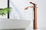 RoseAura Wasserfall Waschtischarmatur – Roségold Einhebelmischer aus Messing