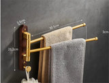 Handtuchhalter | Holz & gebürstetes Gold | <50 cm | Faltbar & Tragbar