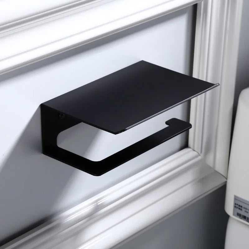 LuxuRoll Aluminium WC-Rollenhalter mit Ablage