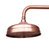 VintageRain 8" runder Regenduschkopf in Antikkupfer – Inklusive Wandarm (Standard 1/2") – Luxuriöser Duschkopf aus massivem Messing