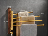 Handtuchhalter | Holz & gebürstetes Gold | <50 cm | Faltbar & Tragbar