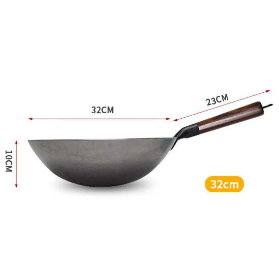 ForgePro – Handgeschmiedeter Reineisen-Wok mit Holzgriff