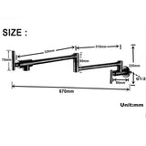 FlexiArm Wandarmatur – Schwenkbare Topffüllarmatur aus Messing | Ausziehbare Küchenarmatur | Platzsparender Wandwasserhahn mit Keramikkartusche