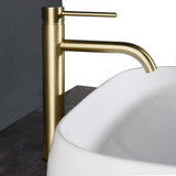 GoldLinea Hocharmatur Waschbecken – Gebürstetes Gold Wasserhahn Edelstahl | Einhebel Mischbatterie Warm & Kalt | Elegantes Baddesign
