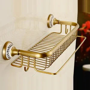 RoyalRetro Antik Messing Badzubehör Set mit Keramik