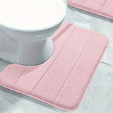 SoftStripe Badezimmer WC-U-Matte – Weicher, Rutschfester & Schnell Trocknender Teppich aus Mikrofaser
