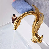 Elegante Waschtischarmatur in Schwanenform mit Wasserfallauslauf aus Messing