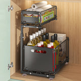 Ausziehbarer Küchen Unterschrank Organizer 2 Ebenen – L-förmiger Spülenschrank Korb | Stauraum Maximieren | Stahlregal