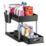 SlideEase 2-stufiger Organizer – Ausziehbarer Untergiebel-Organizer mit Korb, Haken und Bechersystem