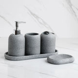 5-teiliges Badezimmer-Accessoire-Set | Beige & Grau