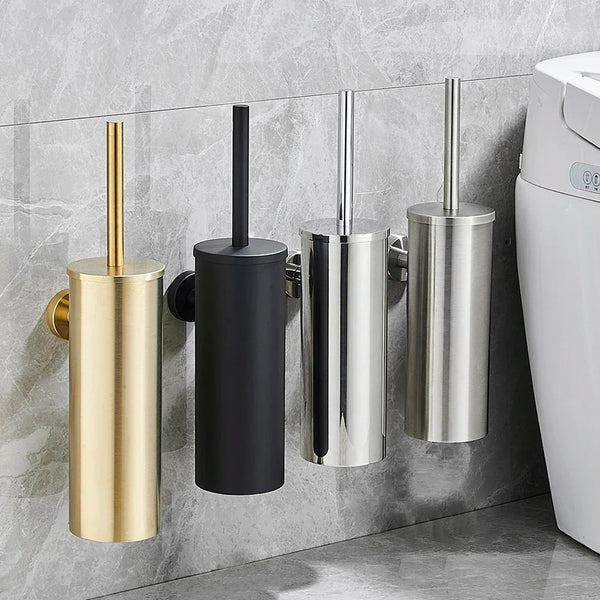 SteelClean Luxus-Toilettenbürste mit Wandhalterung – Schwarzes Edelstahldesign