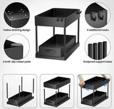 SlideEase 2-stufiger Organizer – Ausziehbarer Untergiebel-Organizer mit Korb, Haken und Bechersystem