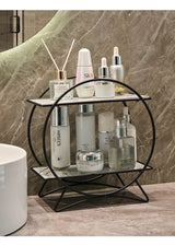 AureliaTower Premium 2-Stöckiger Bad- & Kosmetik-Organizer – Gold/Schwarz Parfüm & Make-up Regal mit Marmor-Optik