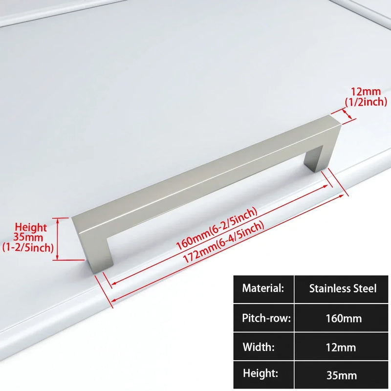 Zwart Vierkant Meubelhandvat – Aluminiumlegering | Verschillende Maten | Inclusief Schroeven