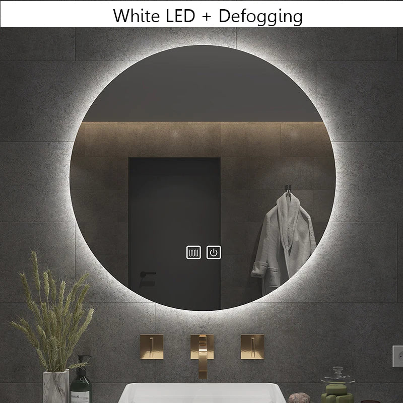40/50/60CM Runder Smart Hotel Schlafzimmer Anti-Beschlag Dekorativer Spiegel LED Badezimmerspiegel 3 Farbe Einstellbar