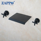 Waterval Wastafelkraan – Dubbele Handvatten | Chroom & Mat Zwart | 2-Gats Wand- of Tafelmontage