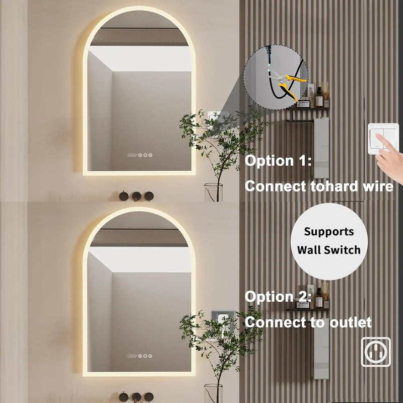Smarter LED-Badezimmerspiegel | 60 x 90 cm | Beleuchtet, Antibeschlag, Zeit & Temperatur